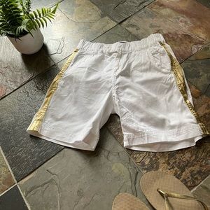 JCrew White With Gold Foil High Rise Short, Size 00